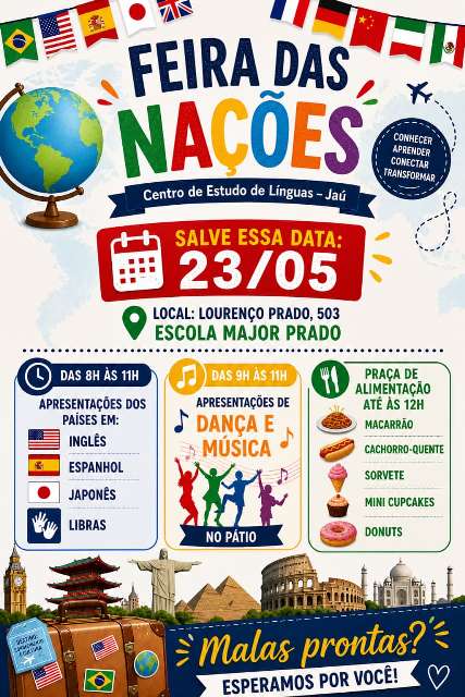 Centro de Estudos de Línguas de Jaú abre matrículas e promove Feira das Nações no dia 23 de maio