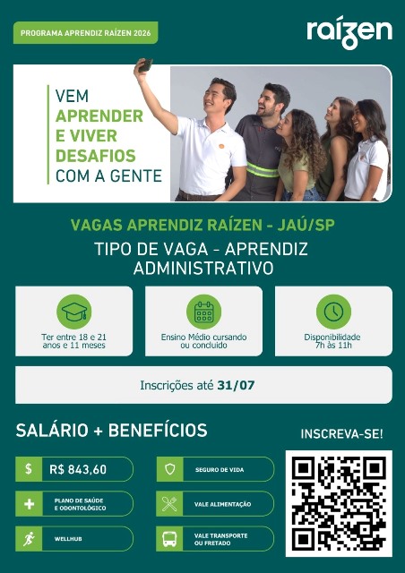 Raízen abre vagas para Jovem Aprendiz em Jaú com inscrições até 31 de julho