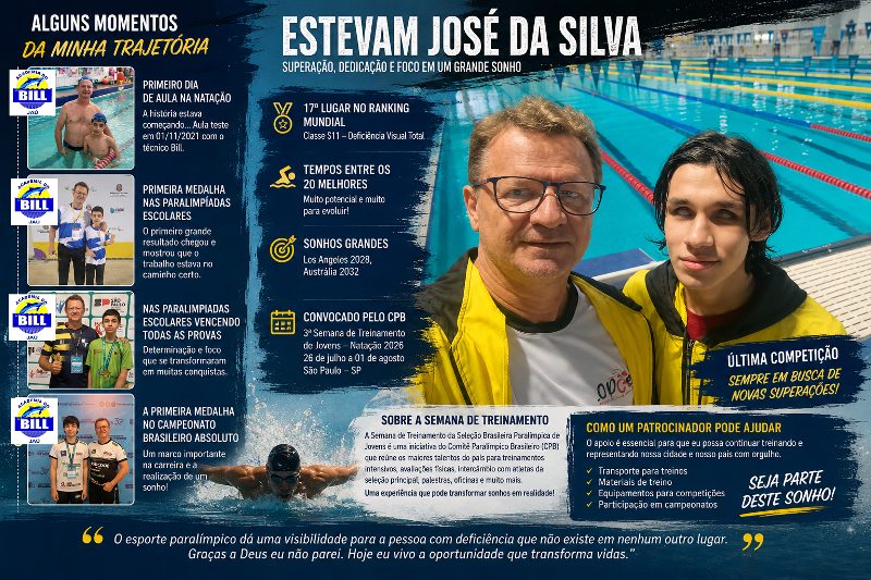Convocação para a Seleção Paralímpica de Jovens coloca nadador de Jaú no radar dos Jogos de Los Angeles 2028