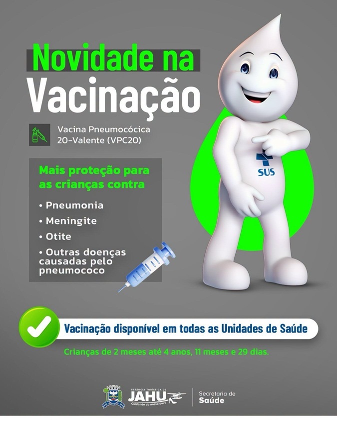 Vacina pneumocócica 20-valente passa a integrar calendário infantil do SUS em Jaú